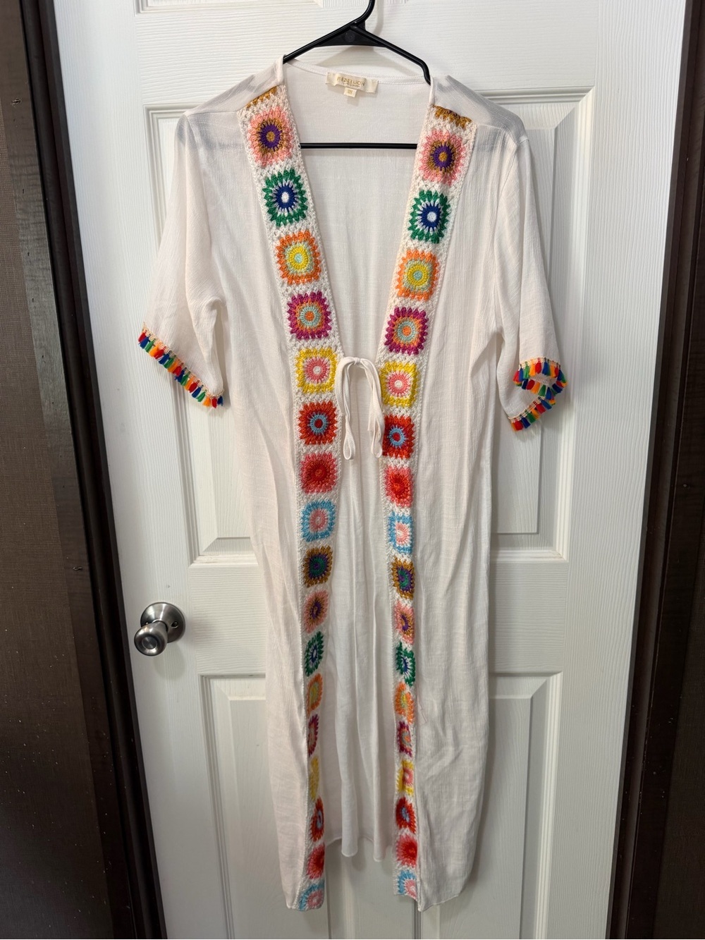 Rebellion Granny Square Crochet Detail Long Swim Suit Cover Up Sz XS - Picture 2 of 8